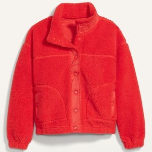 Old Navy Sherpa Snap Front Flurry Crop Jacket NWT